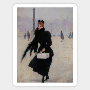 Parisian Woman on the Place de la Concorde by Jean Beraud Magnet